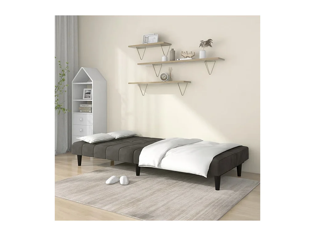 Donkergrijze fluwelen 2-zits slaapbank