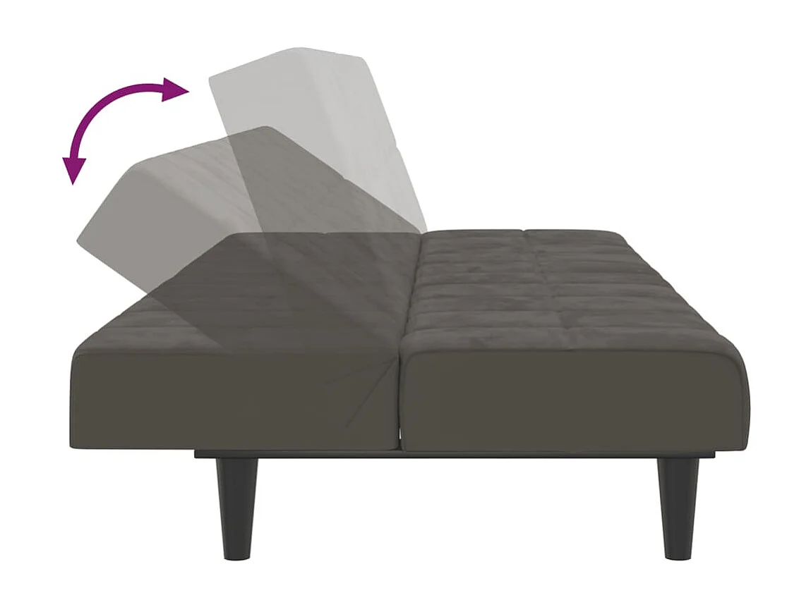 Sofá cama de 2 plazas de terciopelo gris oscuro