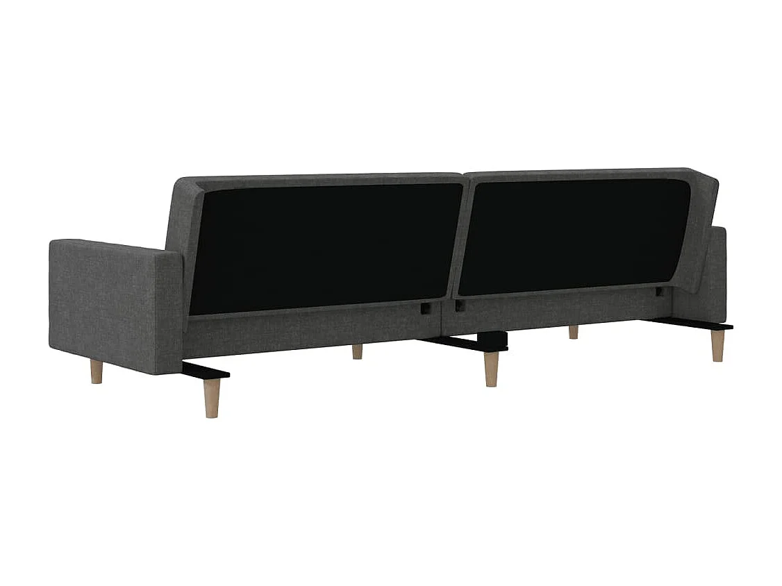 Sofá cama de 2 plazas con dos almohadas en tela gris oscuro