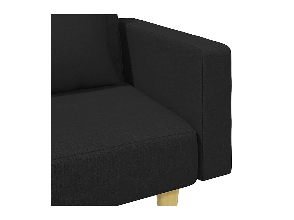 2-zits slaapbank met kussens en voetenbank in zwarte stof