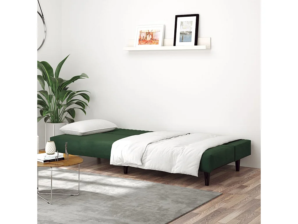 Sofá cama de 2 plazas de terciopelo verde oscuro