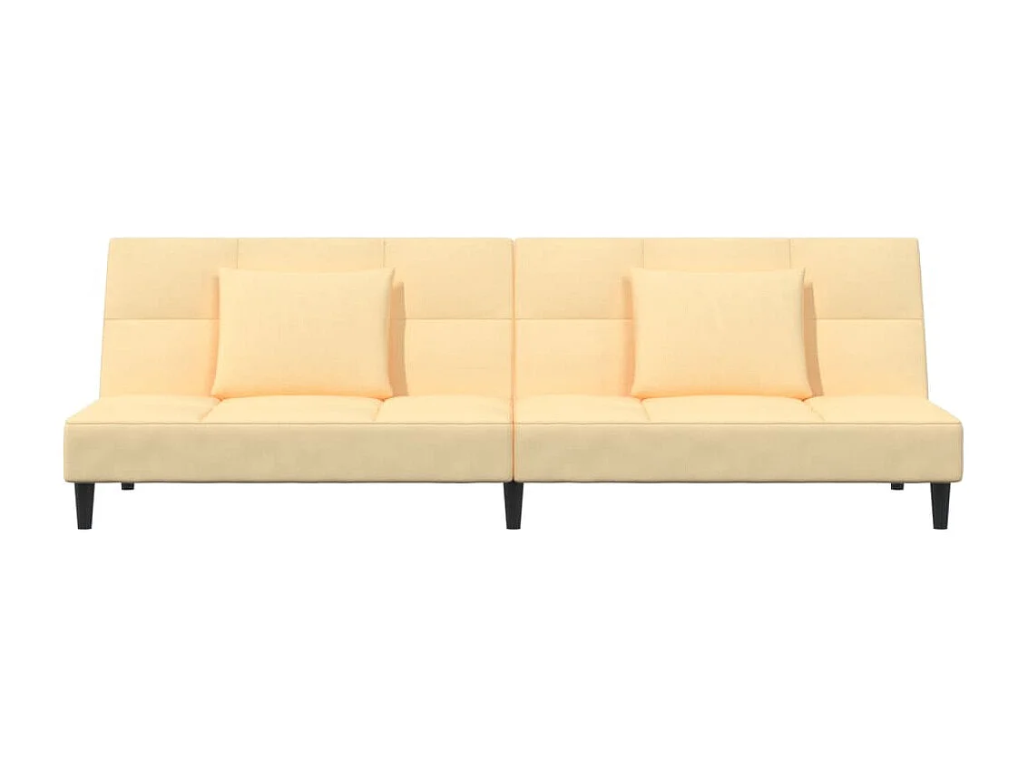 Sofá cama de 2 plazas con dos almohadas de terciopelo crema