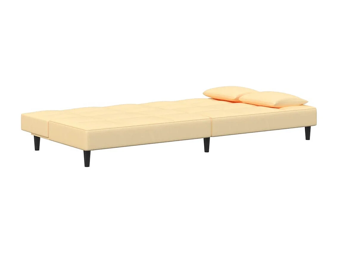 Sofá cama de 2 plazas con dos almohadas de terciopelo crema