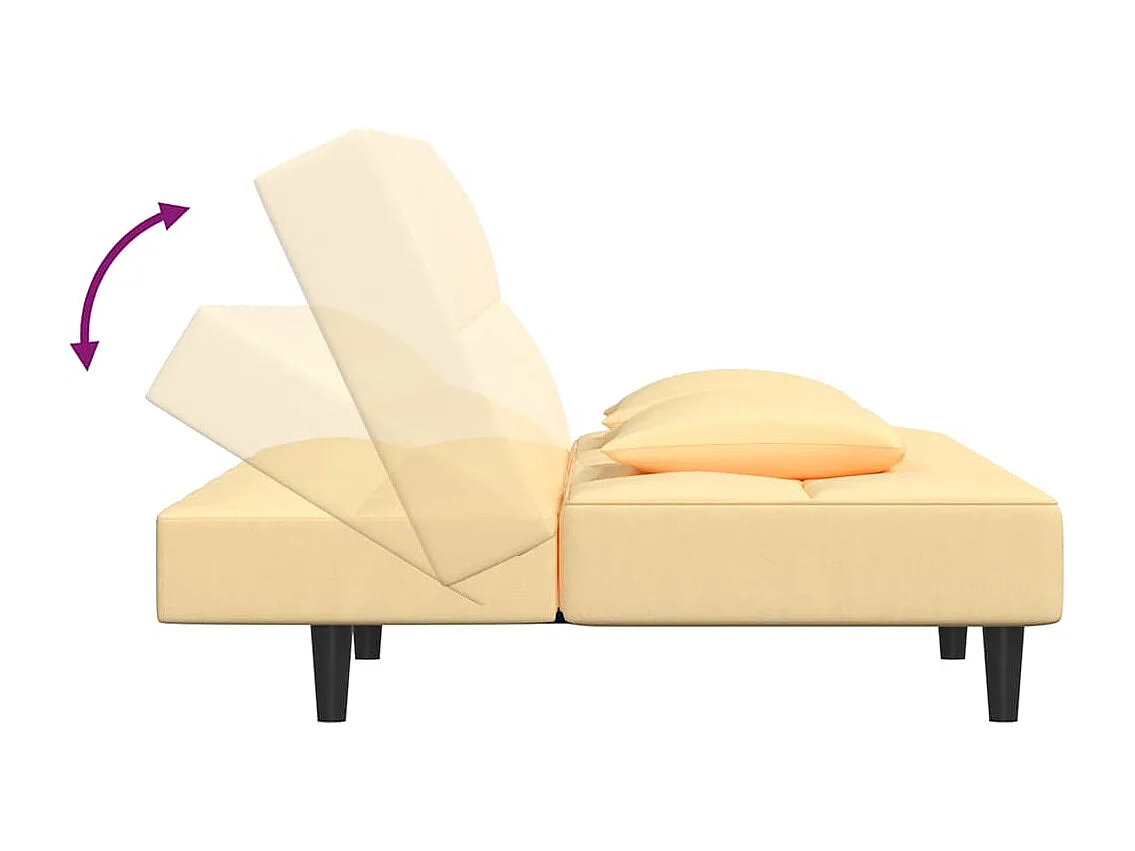 Sofá cama de 2 plazas con dos almohadas de terciopelo crema