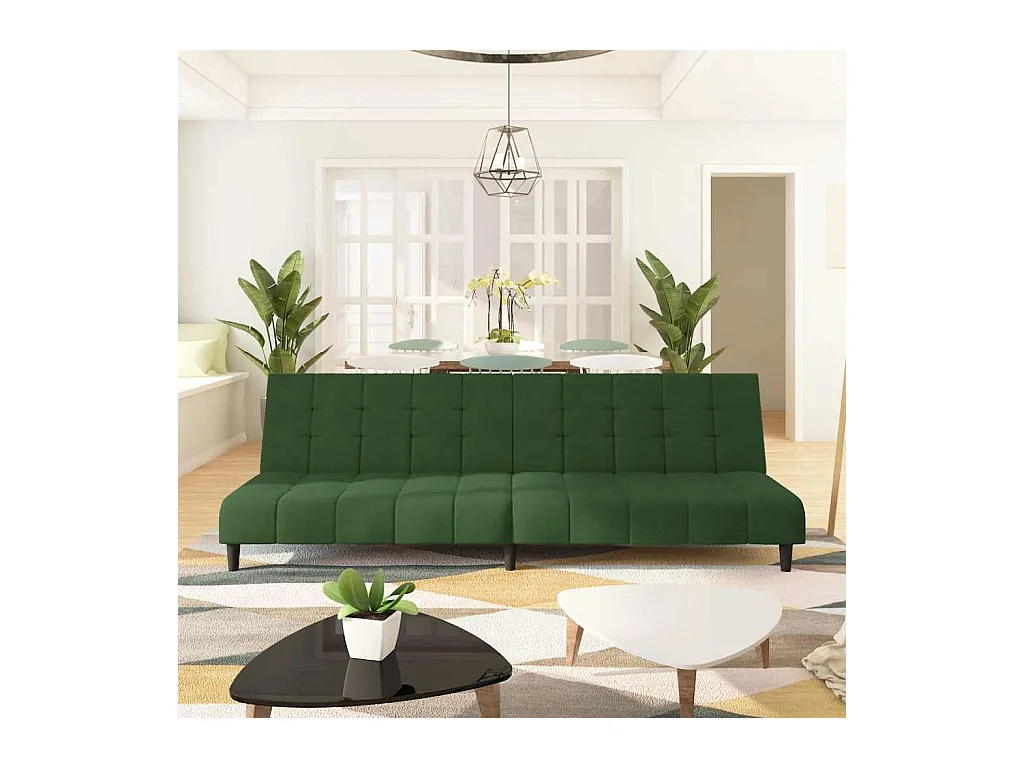 Dunkelgrünes 2-Sitzer-Schlafsofa aus Samt