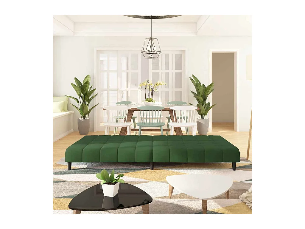 Donkergroene fluwelen 2-zits slaapbank