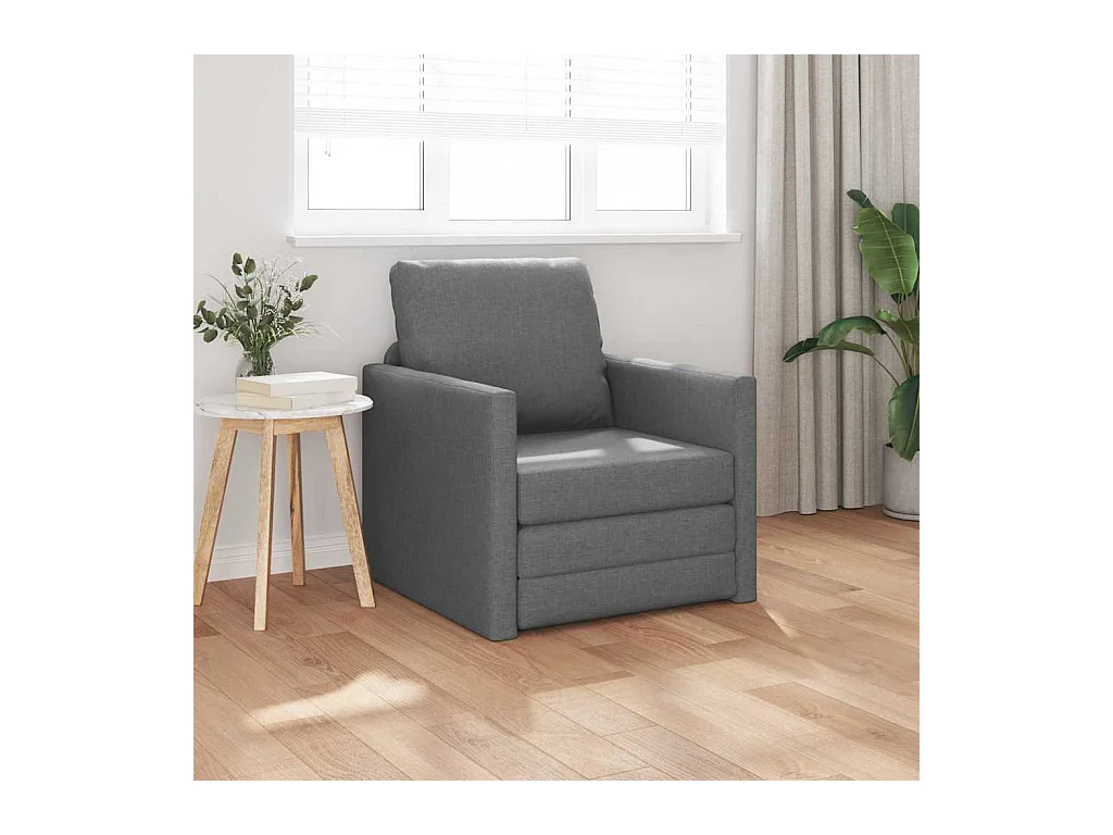 Sofá cama con cojín Tela gris oscuro 74 x 77 x 81 cm