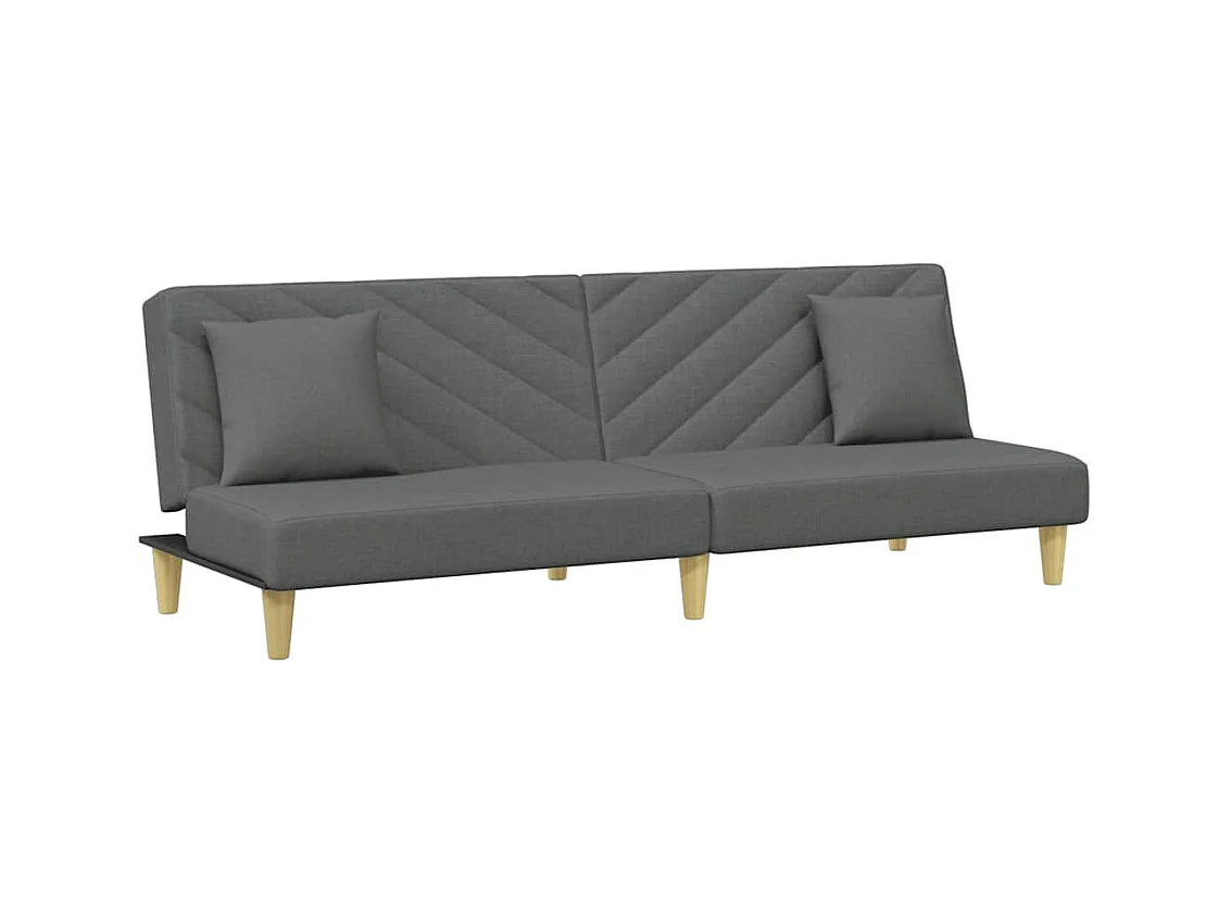 2-zits slaapbank met kussens en voetenbank in donkergrijs