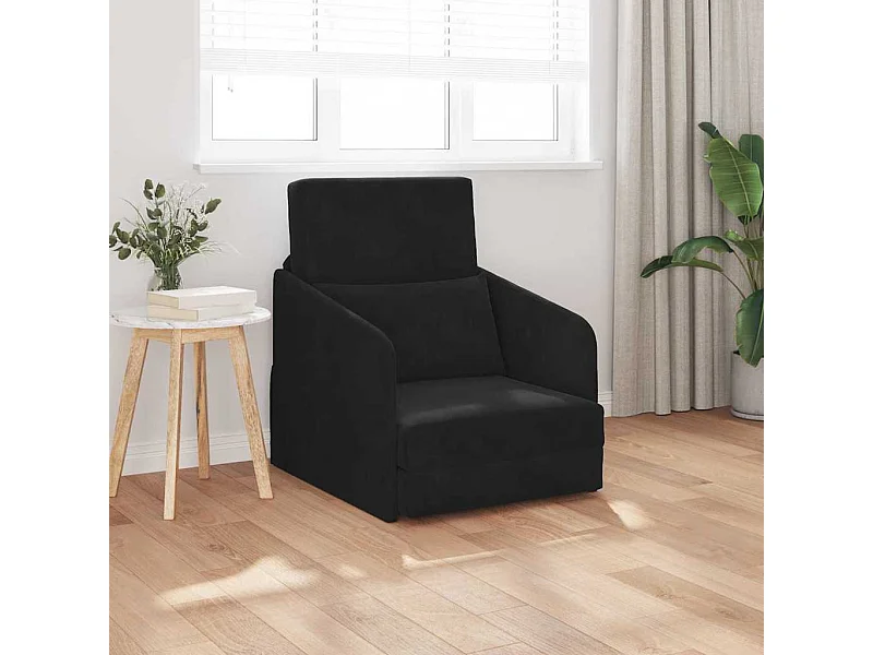 Sofá cama negro 65 x 80 x 83 cm Terciopelo