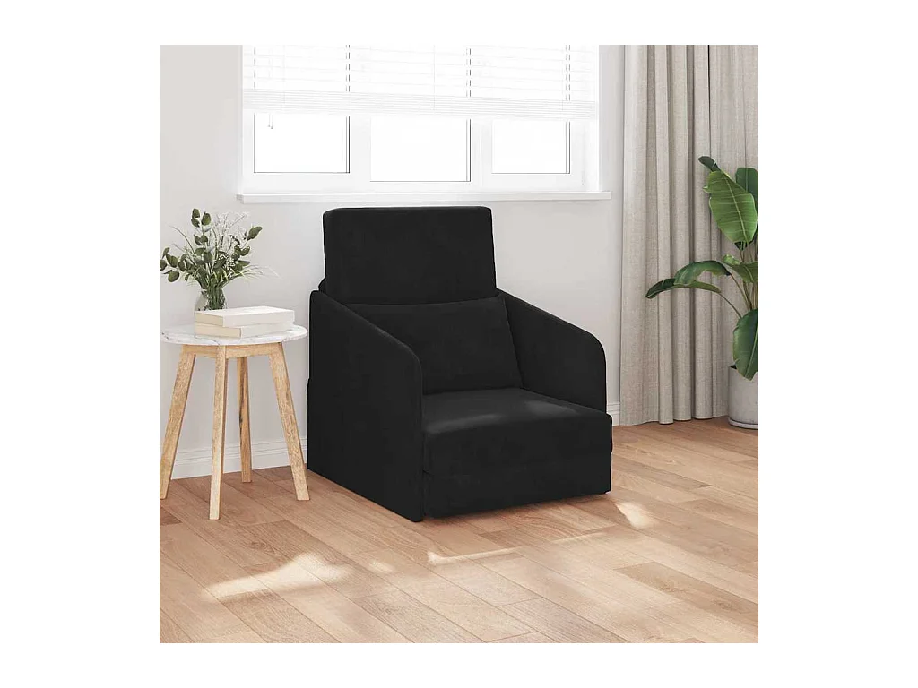 Divano letto nero 65 x 80 x 83 cm in velluto