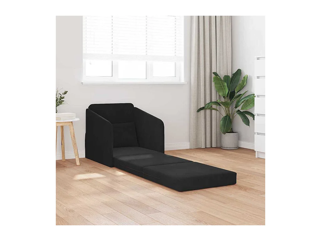 Divano letto nero 65 x 80 x 83 cm in velluto