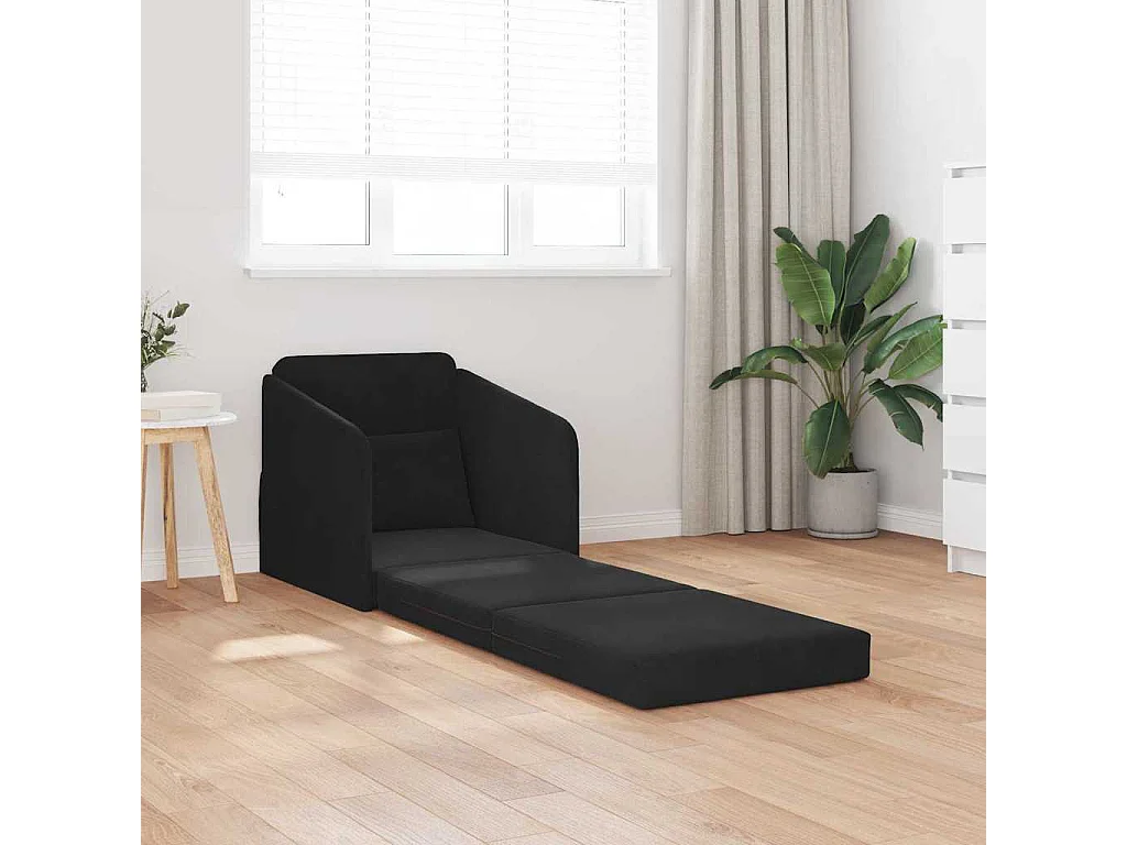 Zwarte slaapbank 65 x 80 x 83 cm fluweel