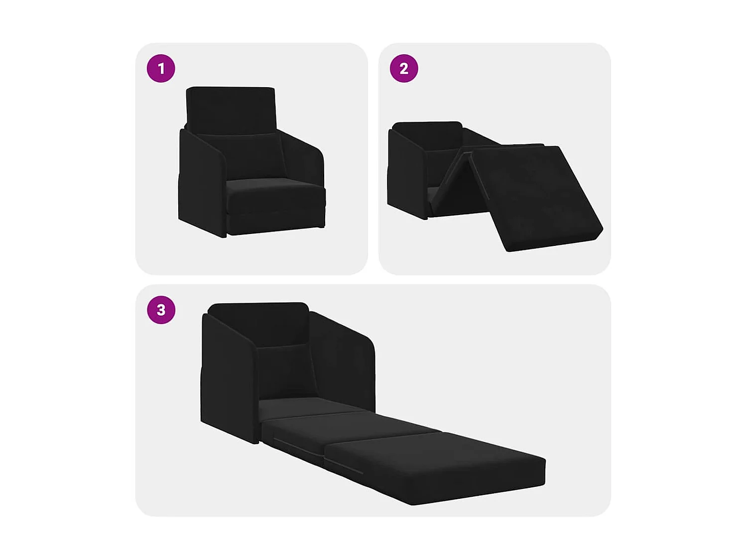 Zwarte slaapbank 65 x 80 x 83 cm fluweel