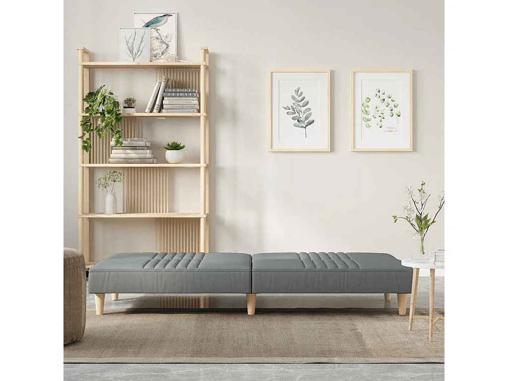 Sofá cama de tela gris claro