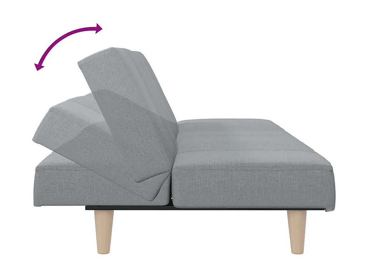 Sofá cama de tela gris claro