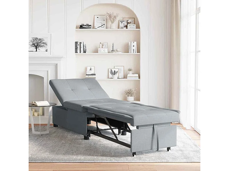 Lichtgrijze slaapbank 194 x 67 x 37 cm stof