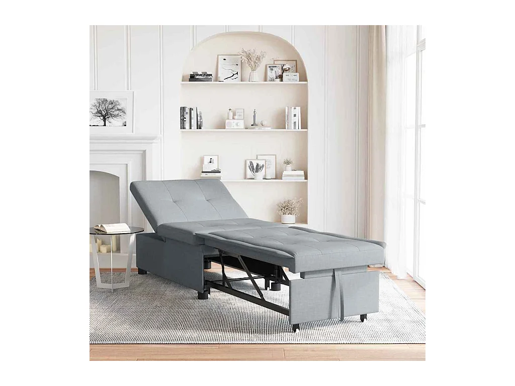 Divano letto grigio chiaro 194 x 67 x 37 cm tessuto