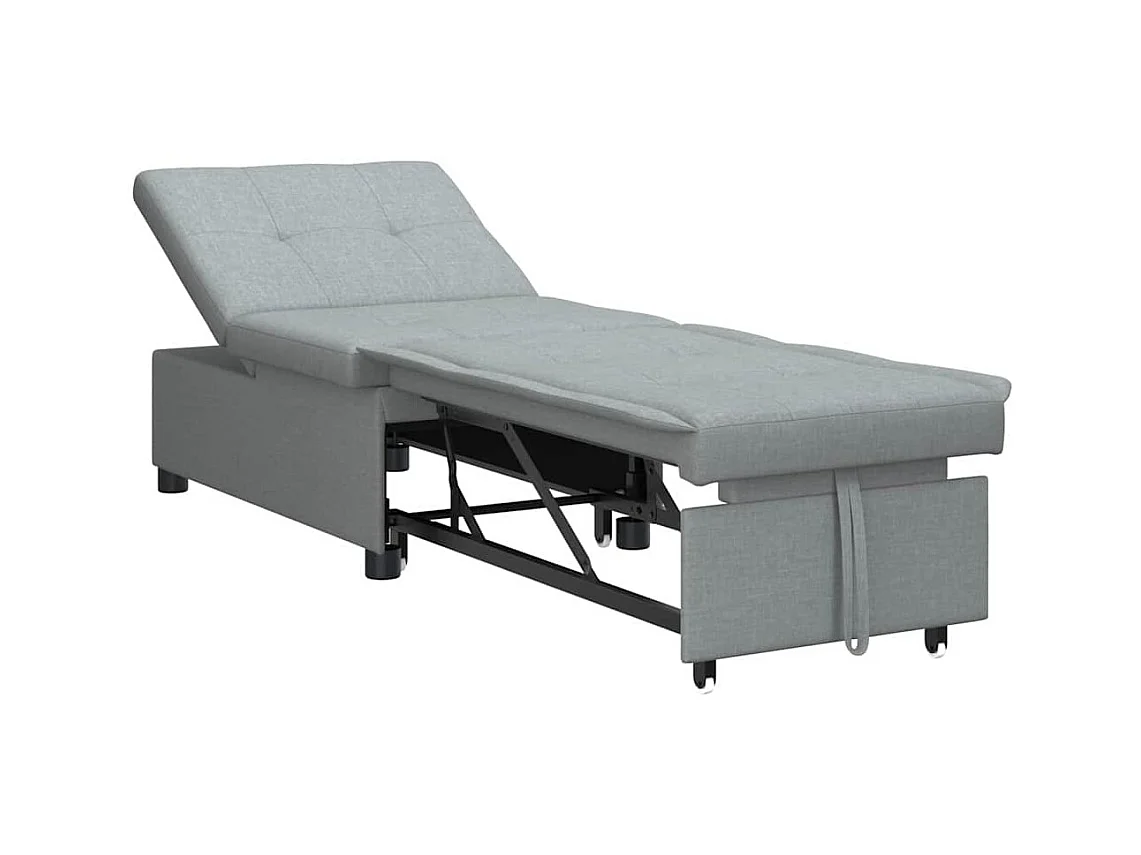 Divano letto grigio chiaro 194 x 67 x 37 cm tessuto