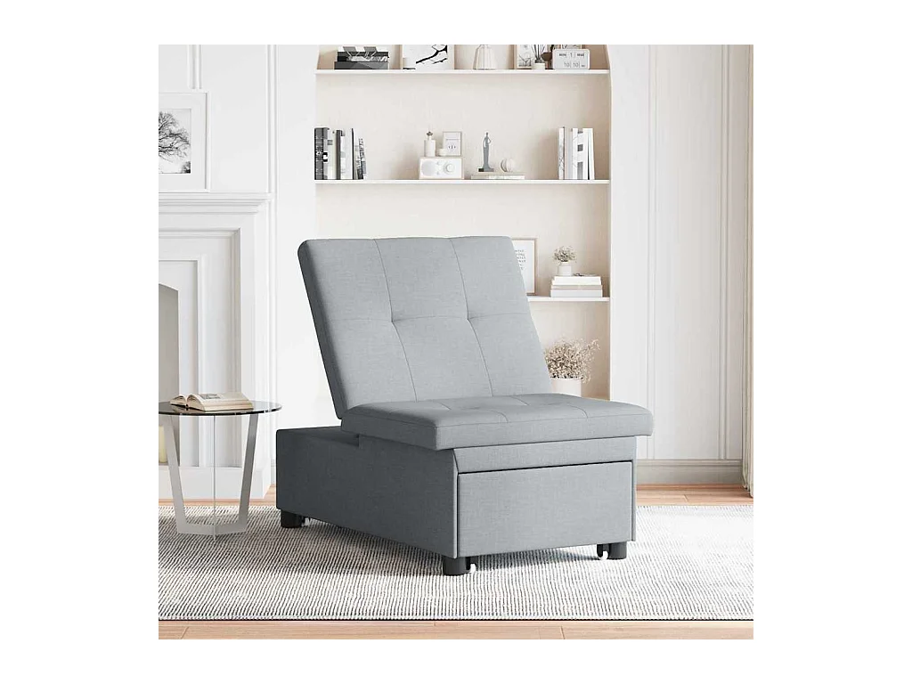 Divano letto grigio chiaro 194 x 67 x 37 cm tessuto