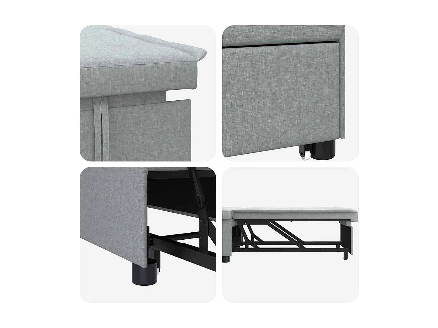 Canapé-Lit Gris clair 194 x 67 x 37 cm tissu