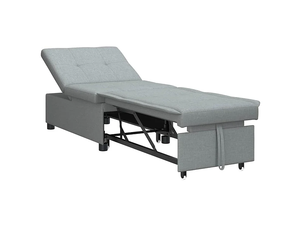 Canapé convertible 2 places en tissu gris clair 194x67x37 cm