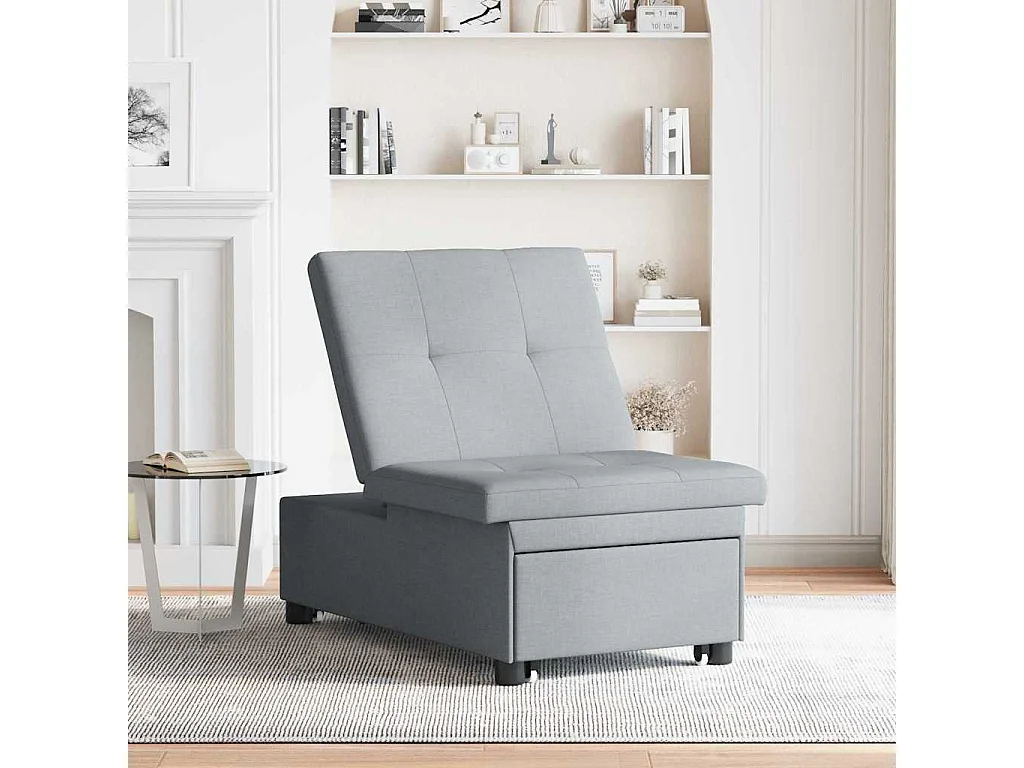 Canapé convertible 2 places en tissu gris clair 194x67x37 cm