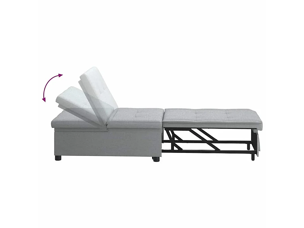 Canapé convertible 2 places en tissu gris clair 194x67x37 cm