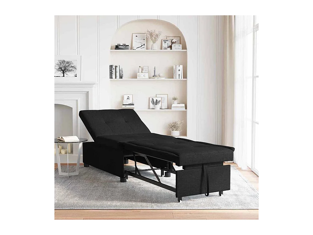 Divano letto nero 194 x 67 x 37 cm tessuto