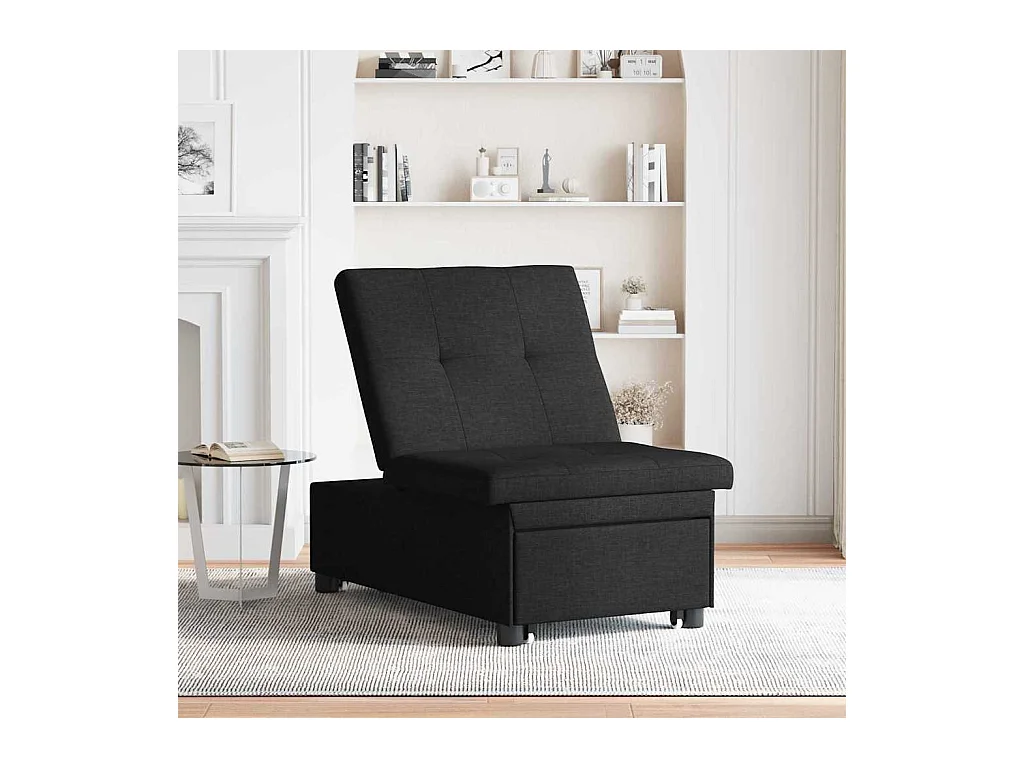 Divano letto nero 194 x 67 x 37 cm tessuto