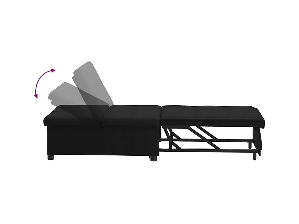 Divano letto nero 194 x 67 x 37 cm tessuto