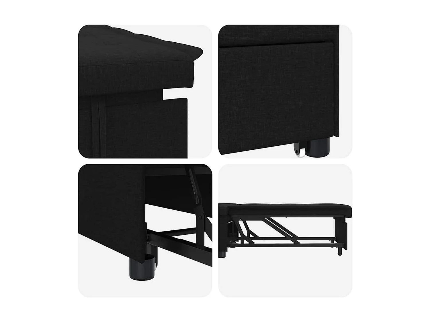 Zwarte slaapbank 194 x 67 x 37 cm stof