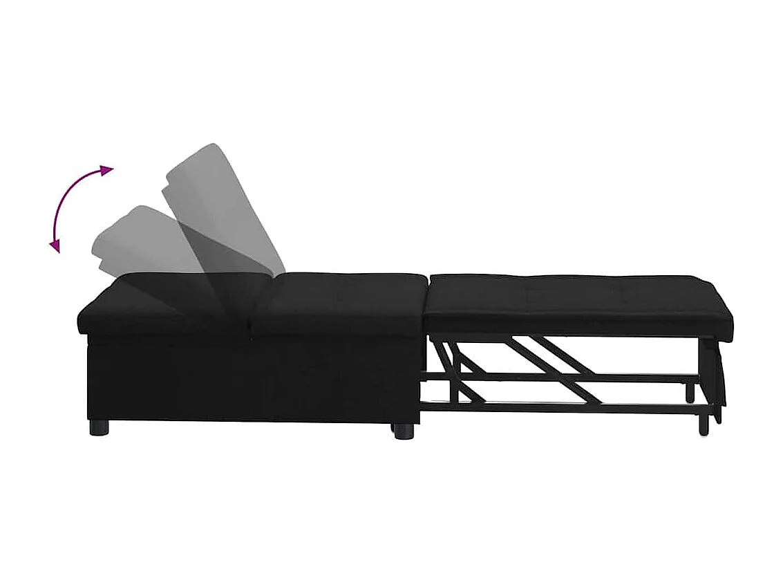 Zwarte slaapbank 194 x 67 x 37 cm stof