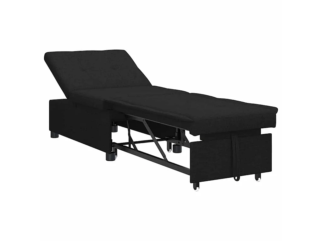 Canapé convertible 2 places en tissu noir LIT 194x67x37 cm