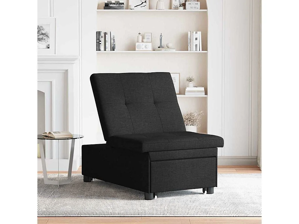 Canapé convertible 2 places en tissu noir LIT 194x67x37 cm