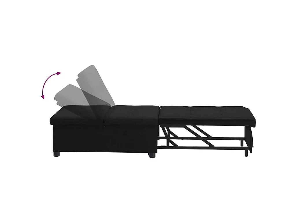 Canapé convertible 2 places en tissu noir LIT 194x67x37 cm