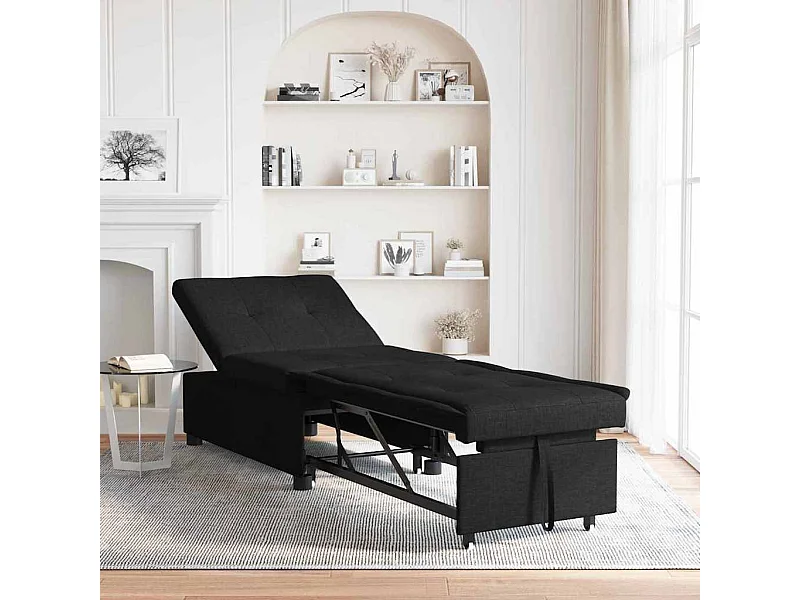 Canapé-Lit Noir 194 x 67 x 37 cm tissu