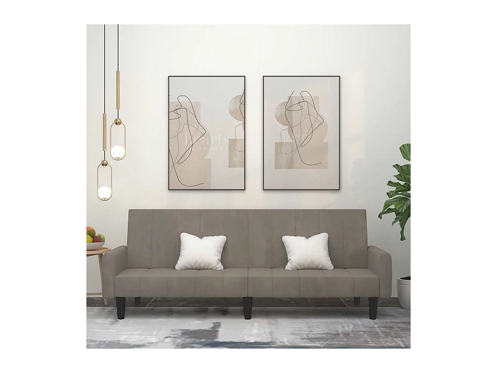 Lichtgrijze fluwelen 2-zits slaapbank