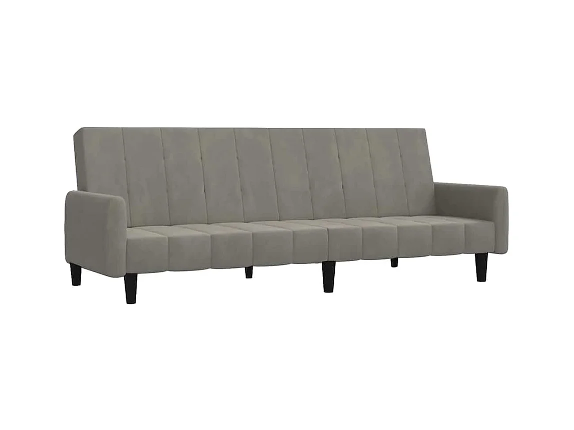 Lichtgrijze fluwelen 2-zits slaapbank