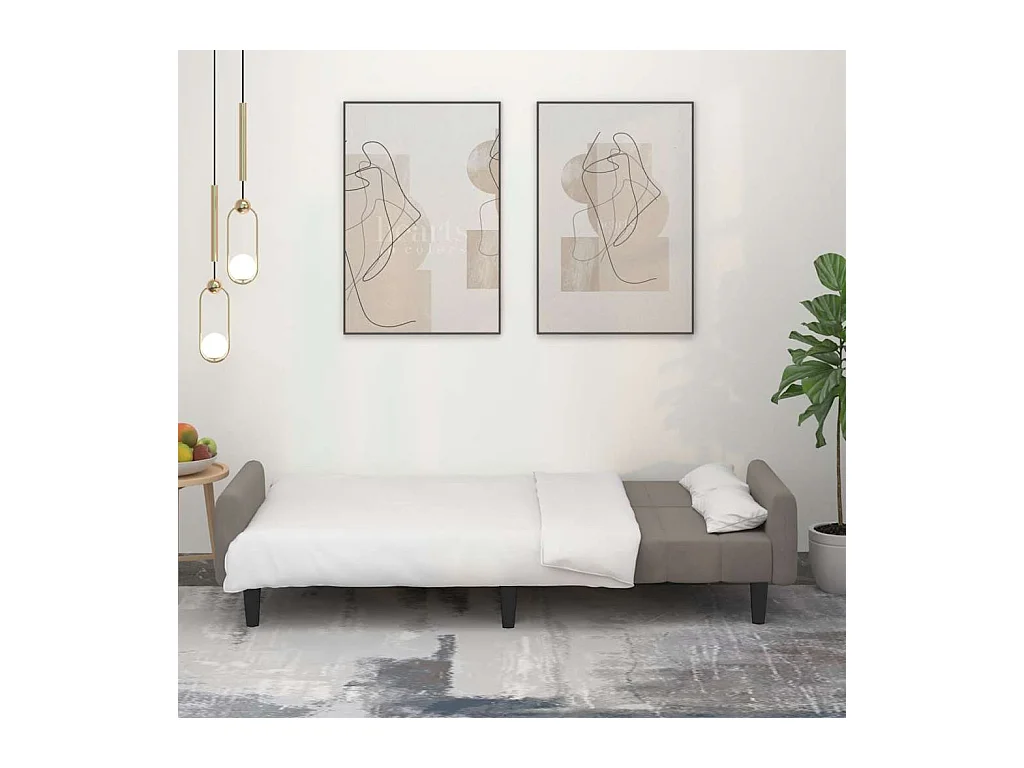 Lichtgrijze fluwelen 2-zits slaapbank