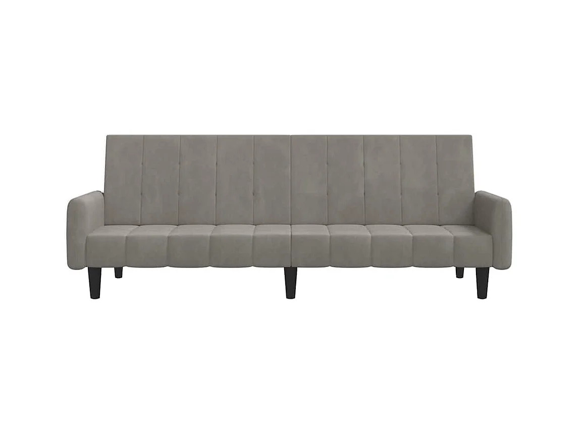 Lichtgrijze fluwelen 2-zits slaapbank