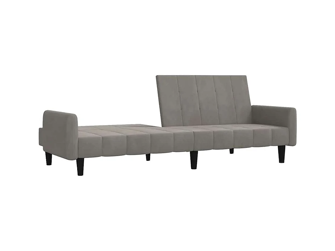 Lichtgrijze fluwelen 2-zits slaapbank