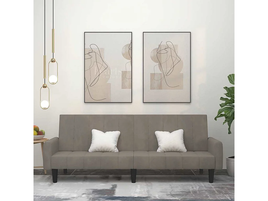 Sofá cama de 2 plazas de terciopelo gris claro