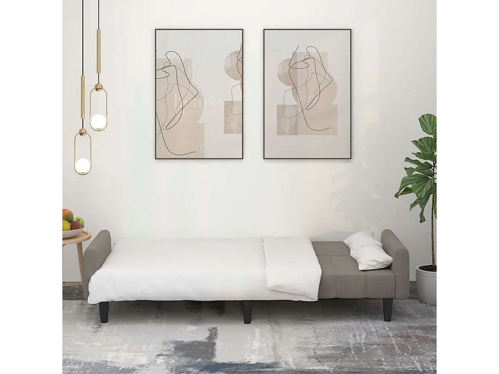 Sofá cama de 2 plazas de terciopelo gris claro