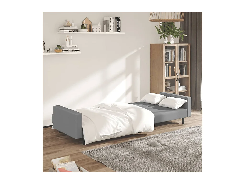 Lichtgrijze fluwelen 2-zits slaapbank