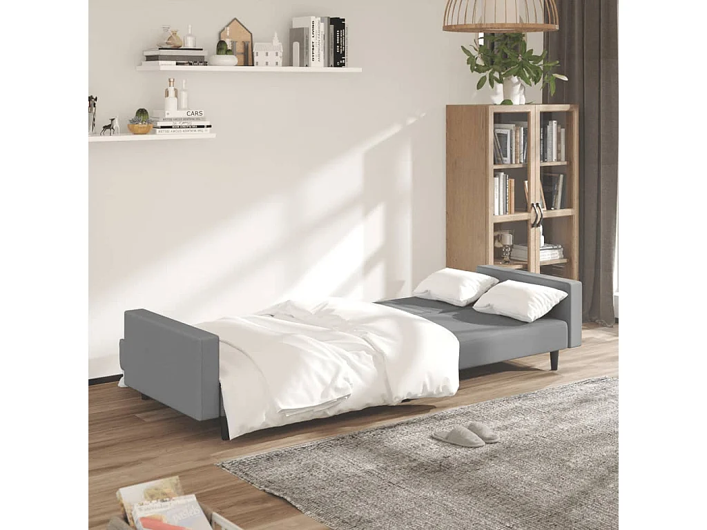 Sofá cama de 2 plazas de terciopelo gris claro