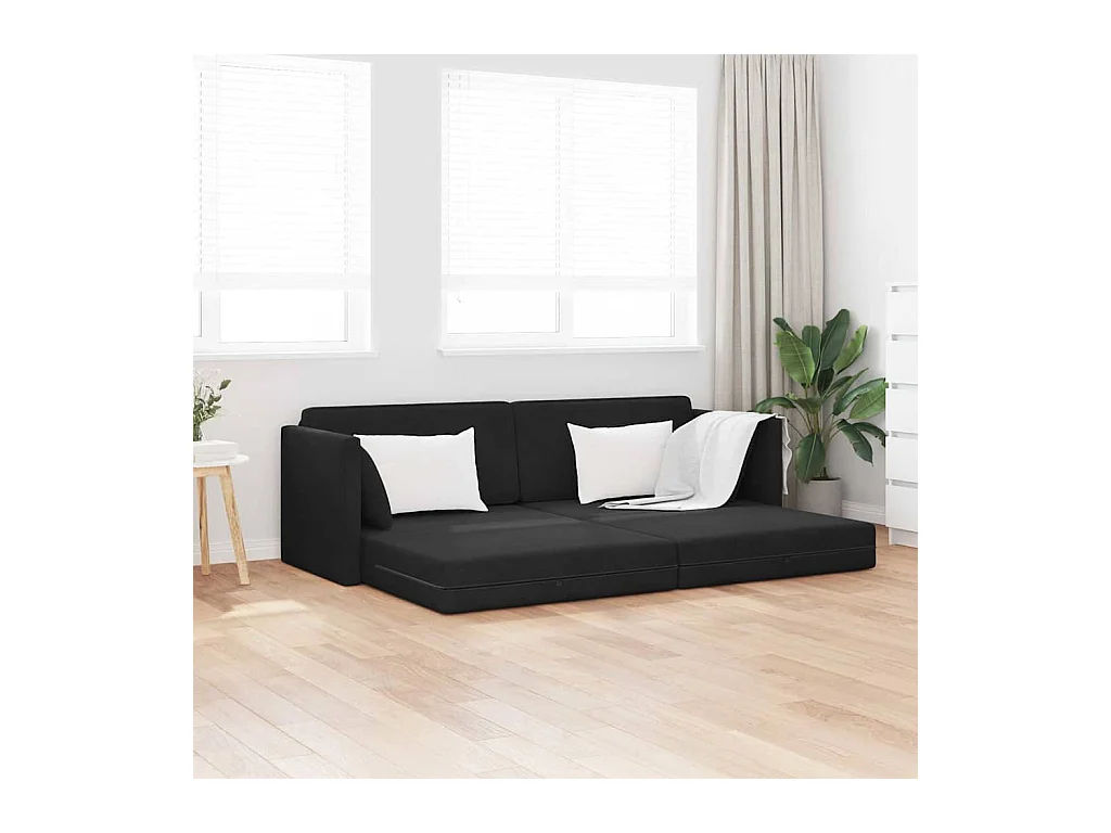 Divano letto da terra nero 213 x 76 x 77 cm in velluto