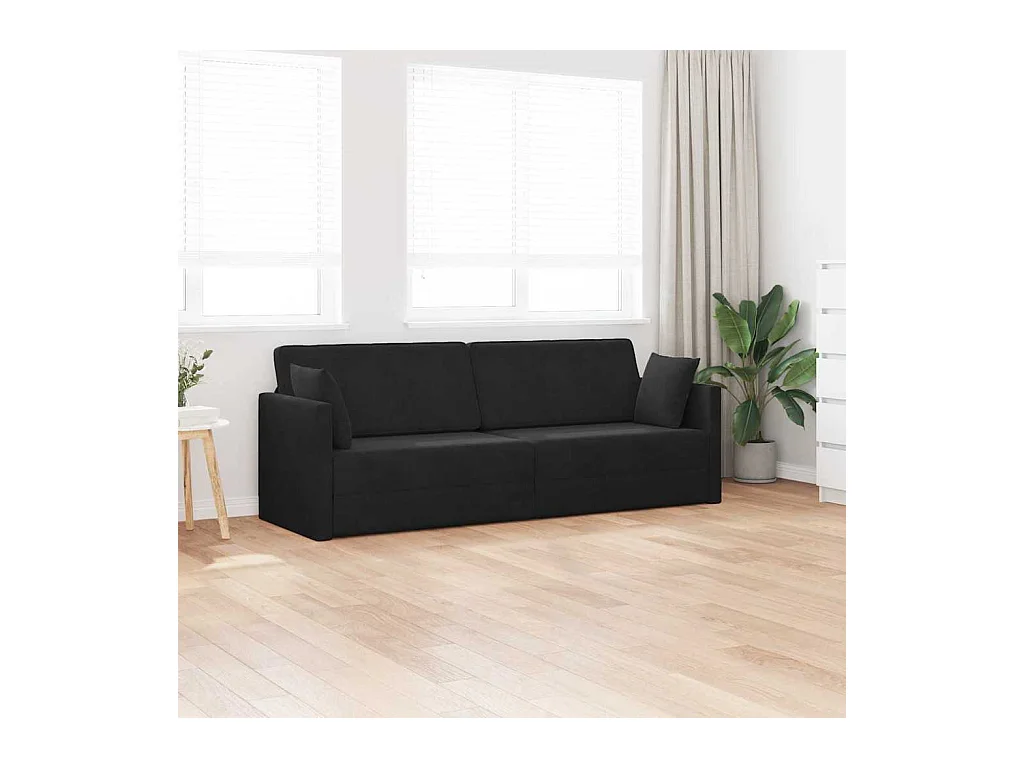 Divano letto da terra nero 213 x 76 x 77 cm in velluto