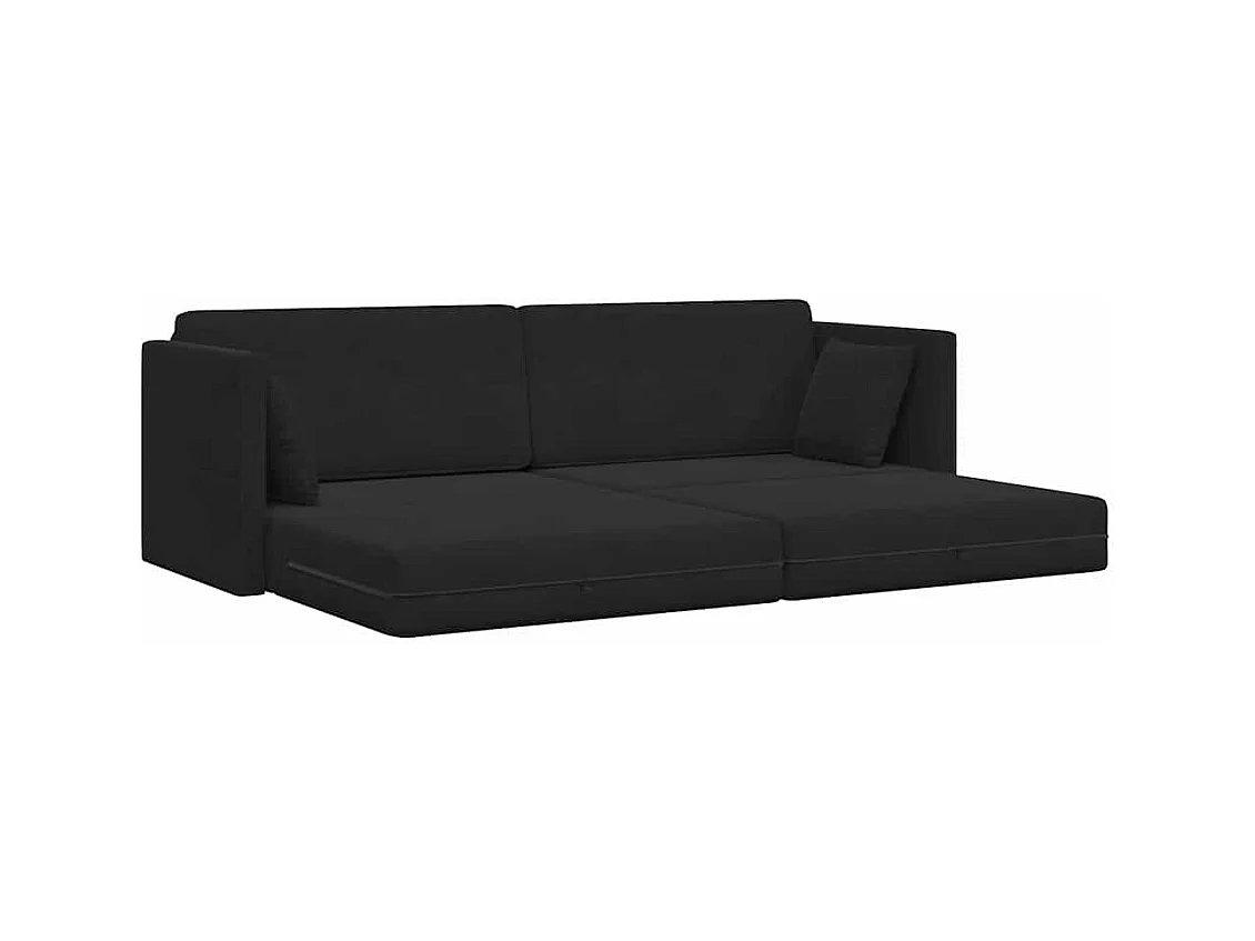 Divano letto da terra nero 213 x 76 x 77 cm in velluto