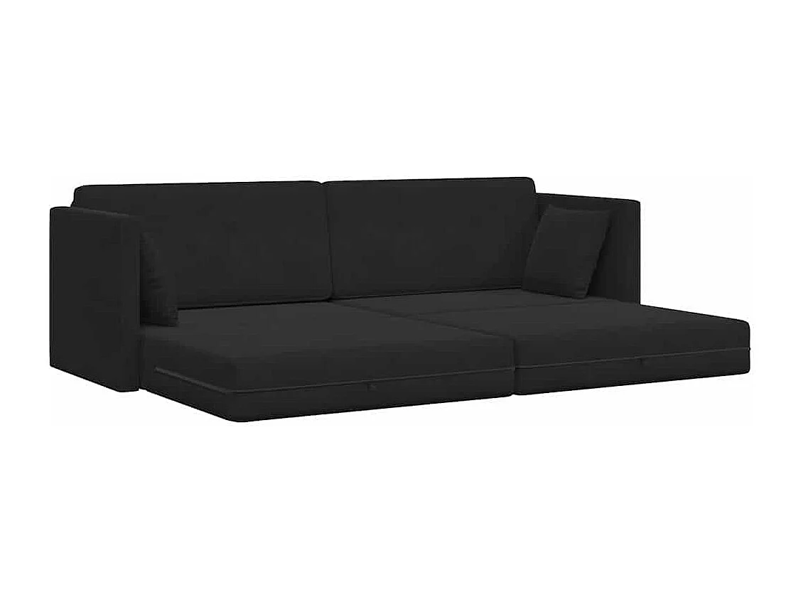 Canapé-lit au sol Noir 213 x 76 x 77 cm Velours