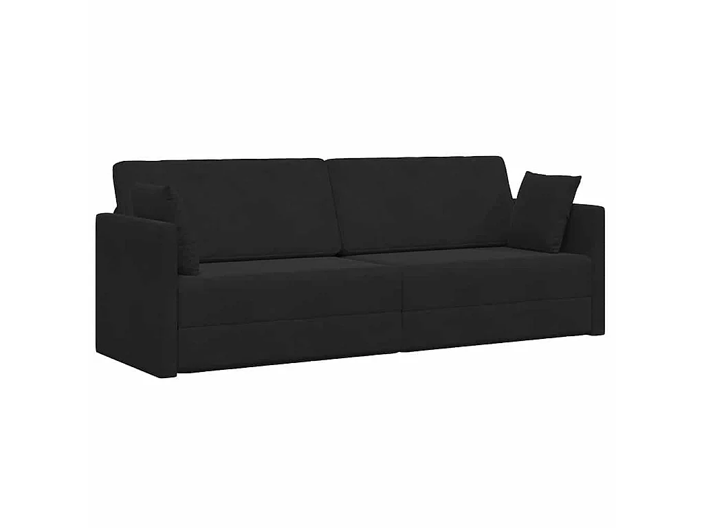 Canapé convertible 2 places en velours noir 213x76x77 cm
